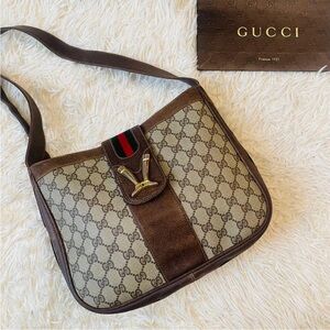 Gucci Monogram Brown and Tan Shoulder Bag